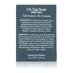 Back view of Adventure In Assam perfume box