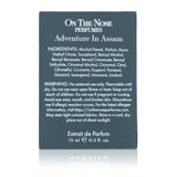 Back view of Adventure In Assam perfume box