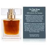 Back view of Adventure In Assam 15 ml perfume bottle and box