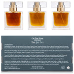 Back view of The Jet Set perfume bottles and box